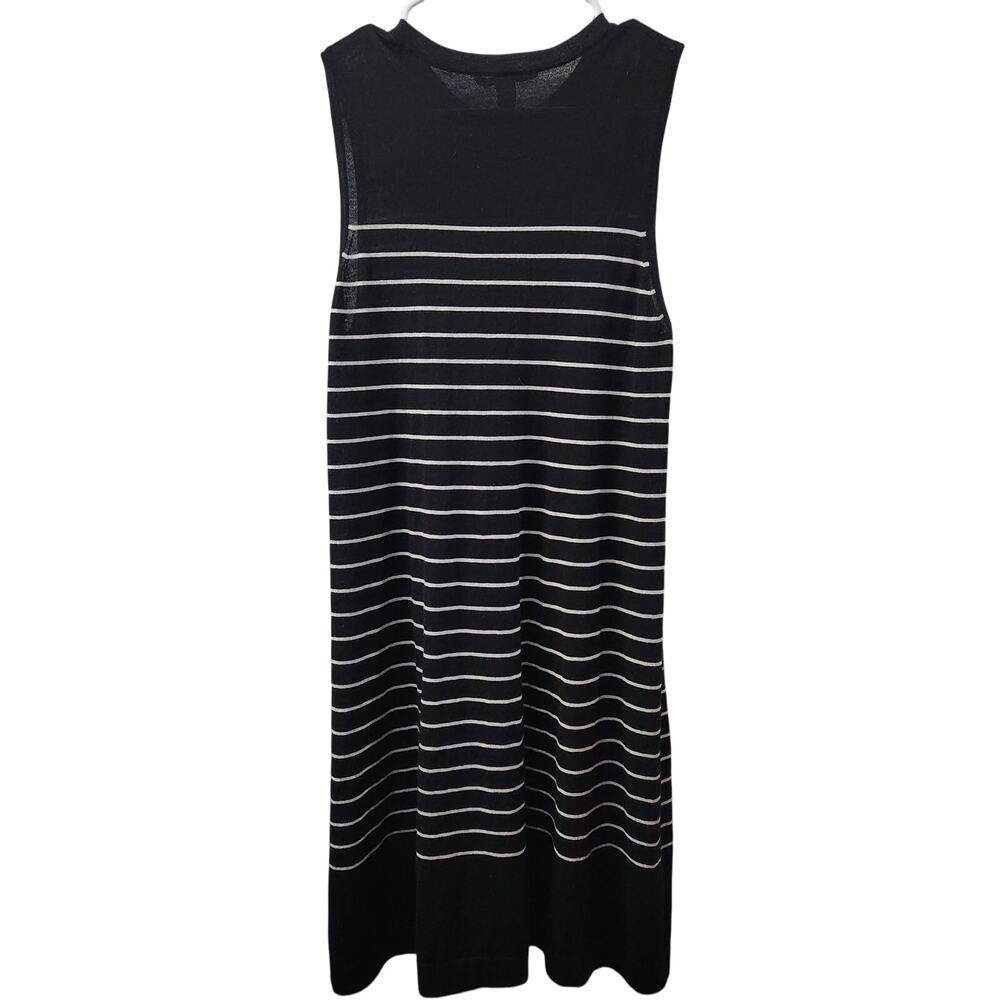 Autumn Cashmere 100% Cashmere Breton Stripe Sleeveless Swing Dress In Coal S - Picture 2 of 6